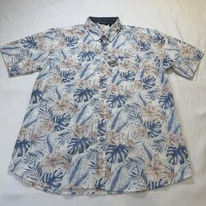 Bohio Breeze Tropical Hawaiian Button Up Shirt XL Short Sleeve Boho White New